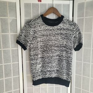 Victoria Beckam Target Black White Sweater Top Sz S